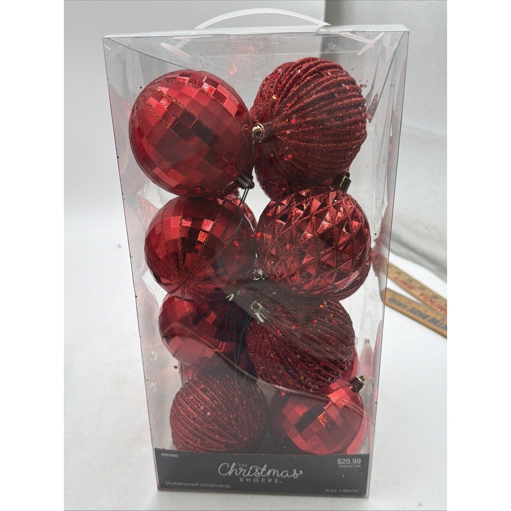 The Christmas Shoppe Ornaments Shatterproof Red 15 Pc.